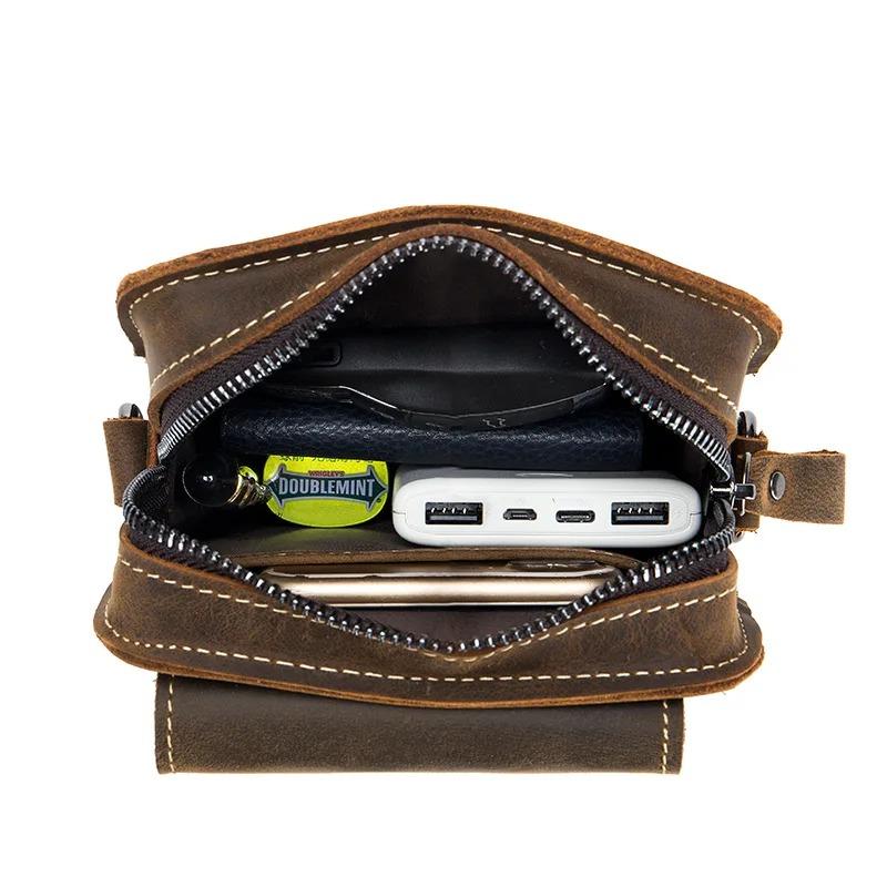 Men's leather casual belt mobile waist bag multifunctional single shoulder crossbody mobile phone bag wear-resistant