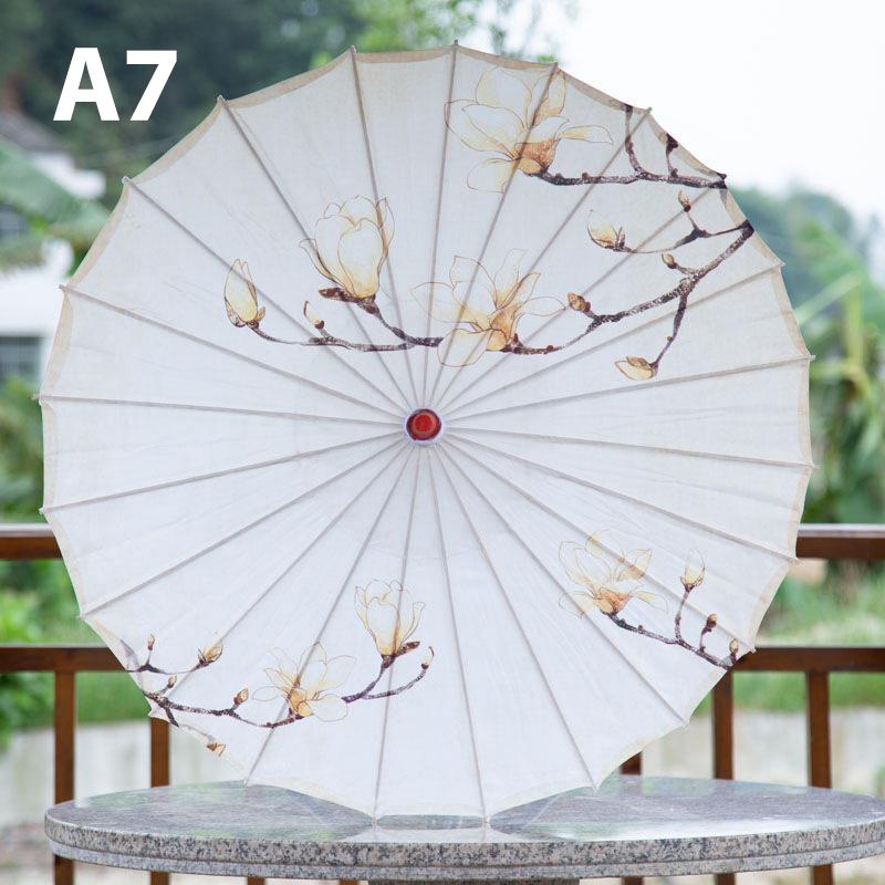 Шелковый тканевый женский зонтик в китайском стиле с вишневым цветом — фото 15