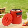Commercial Stainless Steel Insulated Soup Bucket, 15.85Qt Hot & Cold Food Storage Container, Round Modern Red Insulated Bucket