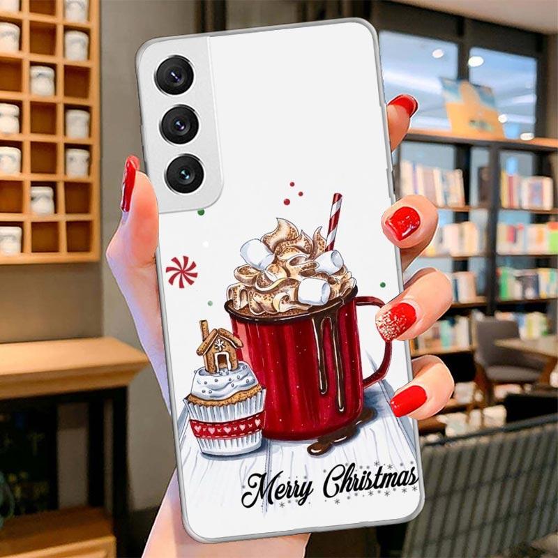 Winter Coffee Christmas Cover Phone Case For Samsung Galaxy S26 S25 Edge S24 Ultra S23 S22 Plus S21 S20 FE Soft Fundas Shell Gal