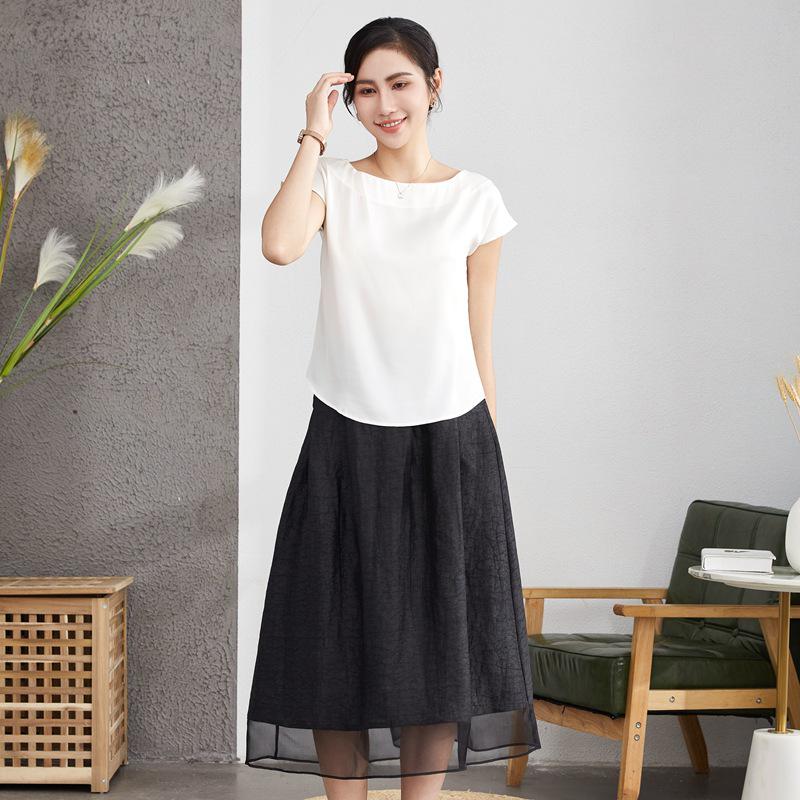 Women's Loose Silk Mulberry Short-Sleeve T-Shirt - Korean Style Sleeveless Summer Top