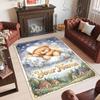 Teddy Bear Theme Crystal Velvet Rug Personalized Custom Name Text Soft Floor Mat Home Decor