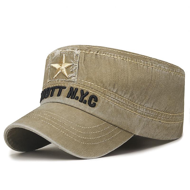 

Бавовняна плоска сонячна шапка Ретро чоловіча армійська шапка Військові кепки Армійські козирки Капелюх Навчальні кадетські кепки Рибальська шапка бежевий