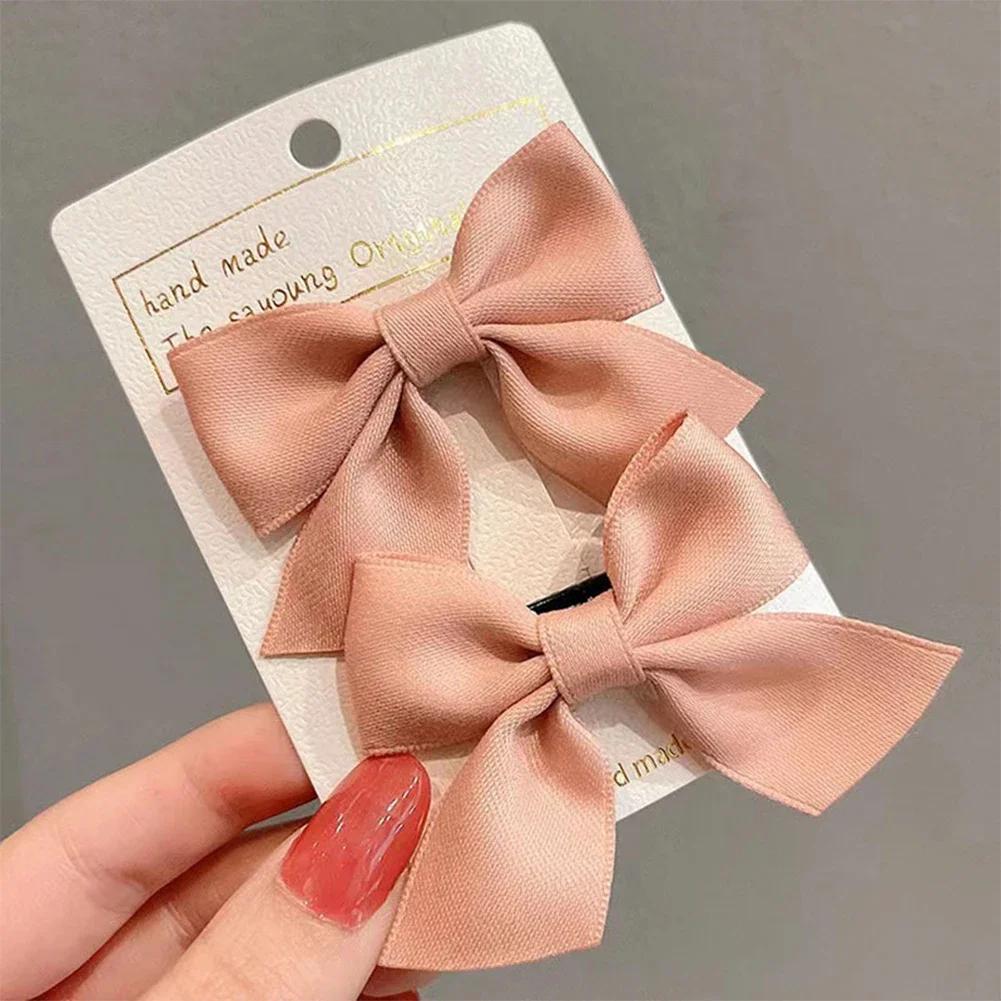 2pcs/set Children Bowknot Hair Clips Multicolored Cute Fabric Bowknot Hairpin Hair Accessories Headwear