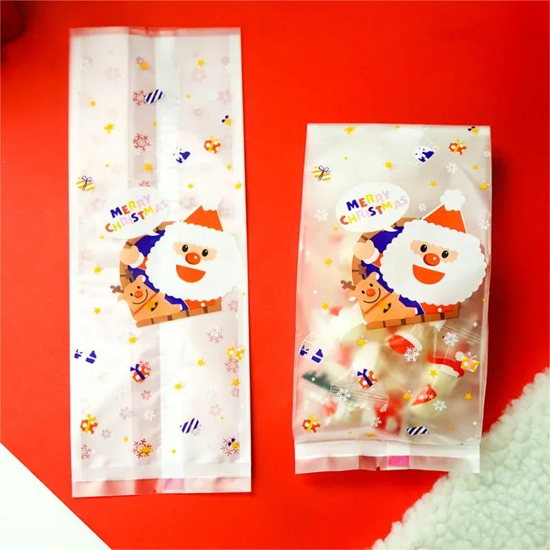 50pcs Cute Snowman Plastic Gift Bags Cookie Candy Packaging Bag Christmas Biscuits Packing Party Decoration Navidad 2025