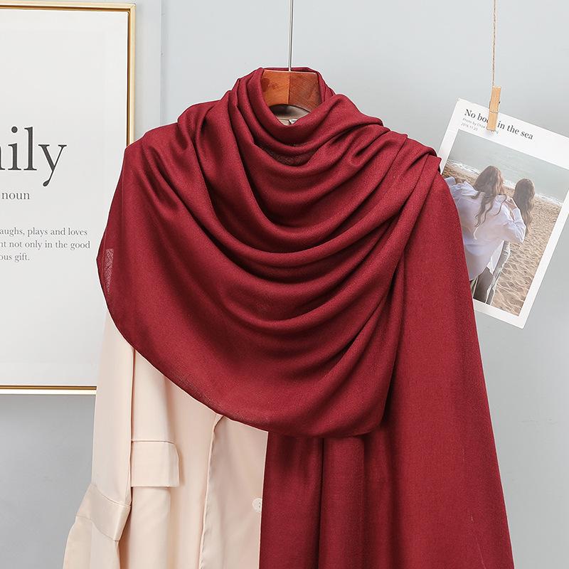 Einfacher einfarbiger Baumwollschal für Damen, Winter warm, mit Quasten, Leinen-Pashmina-Schals, Hijab, Damen-Foulard, Schals, Wickel, Damen-Bandana brown