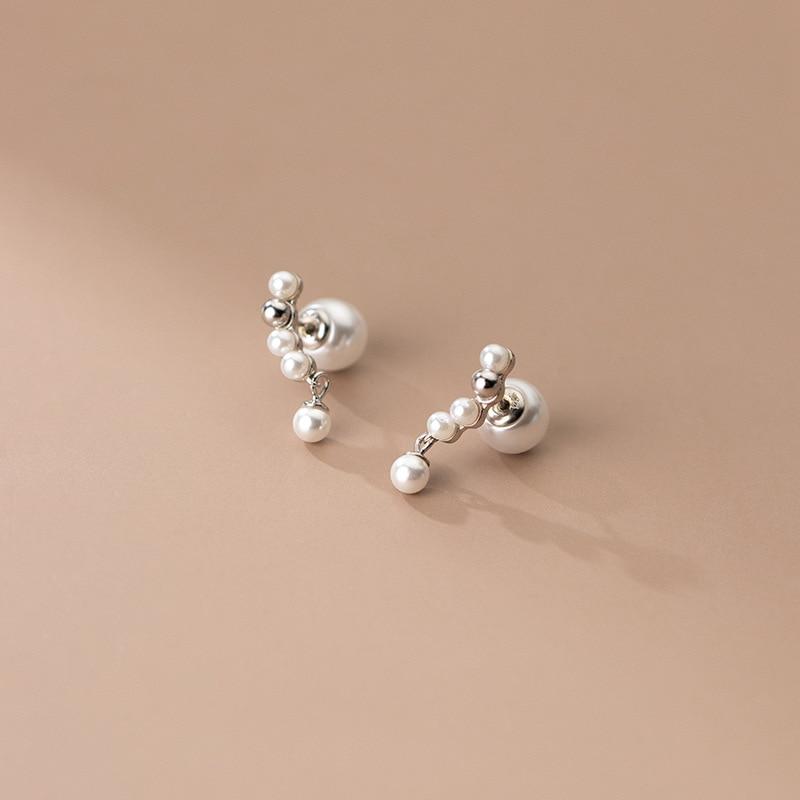 

Серьги-гвоздики из настоящего стерлингового серебра 925 пробы с изящным жемчугом, передние и задние штифты, гипоаллергенные украшения для женщин