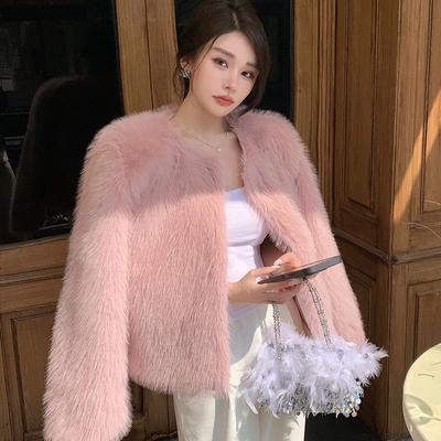 Autumn Winter Women's Fashion Luxury Warm Furry Faux Fur Coat Ladies Faux Fox Fur Christmas Jacket
