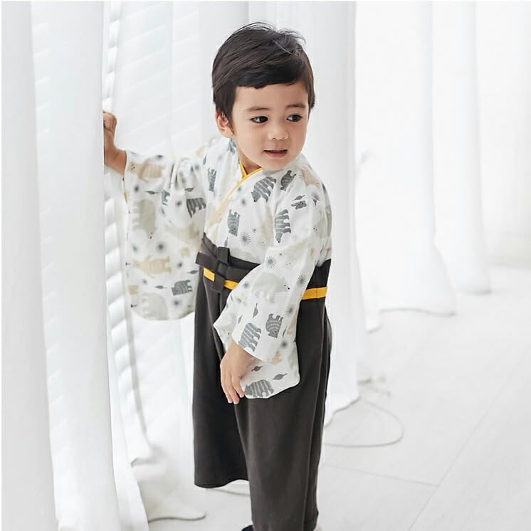 Hakama romper and socks front for size Koguma [Augelute] set, opening, boys, baby, 80,