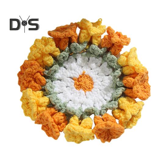 Květinový tkaný podtácek, protiskluzové držáky na kelímky, prostírání, dekorativní háčkovaná konvalinka, podložka na nápoje, opakovaně použitelný prostírání na stůl, kuchyňské doplňky.