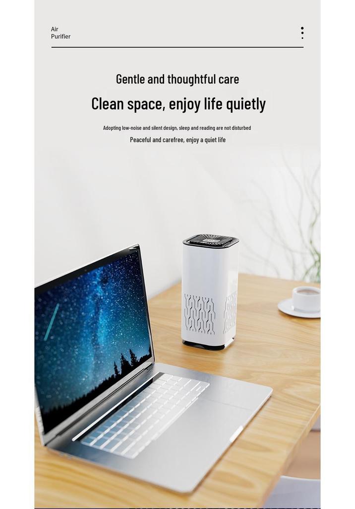 USB Air Purifier with Activated Carbon Filter and Aroma, Removes Odors and Formaldehyde, for Car, Home, or Desktop.