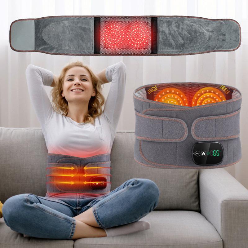 USB Rechargeable Heated Massage Waist Belt with Red Light Therapy