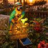 Ornement Solaire Unique pour Jardin Forme Perroquet Lumière avec Piquet de Sol Étanche Extérieur Cour Éclairage Automatique Chemin Éclairage pour Pelouse