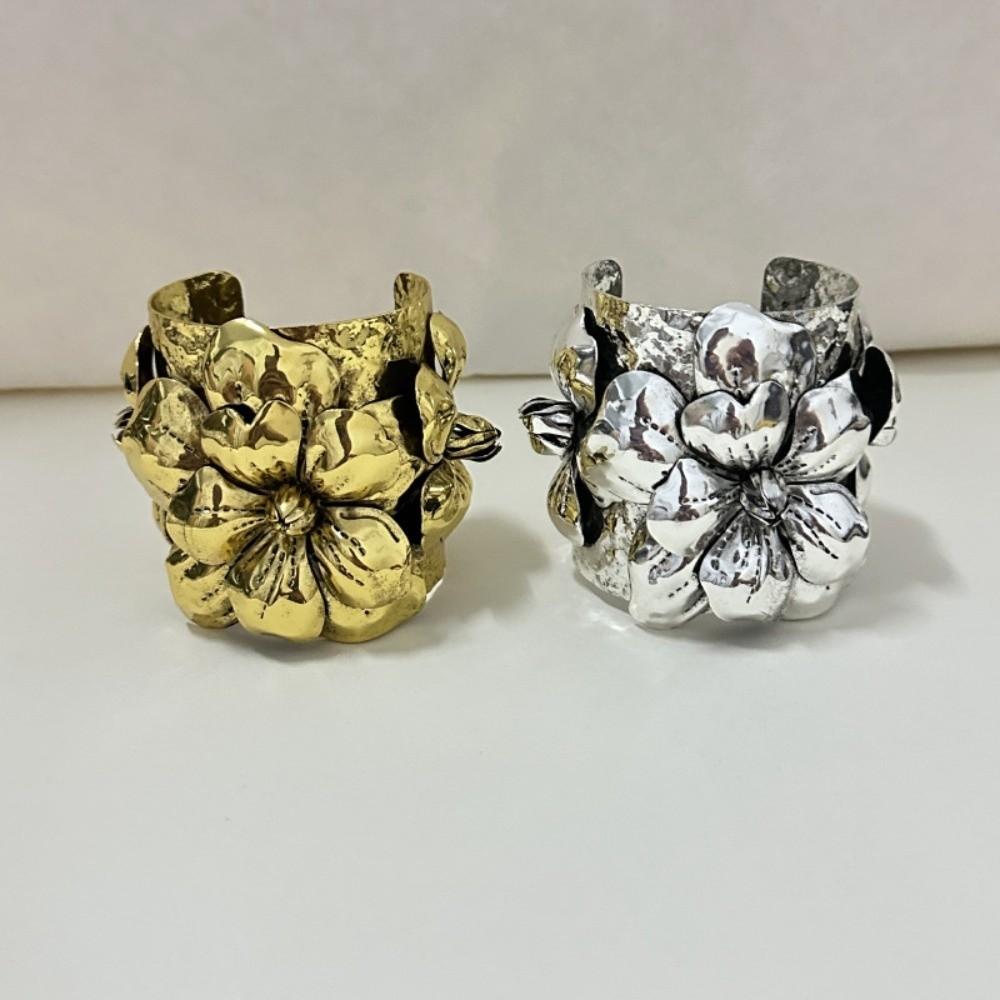 Armlet Exaggerated Flower Bangle Geometric Women's Wrist Jewelry Metal Flower Bracelet  Daily