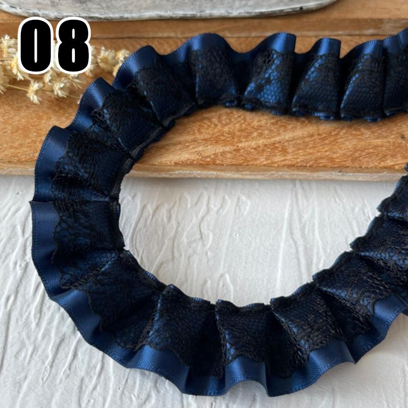 9M Lolita Lace Bead Ruffled Lace Fabric Pleated Edging Satin Ribbon Diy Baby Clothing Skirt Curtain Furniture Decor Lace Trim