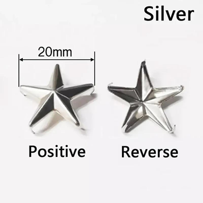 Star Rivets 7mm 10mm 15mm 20mm Gold Silver Buttons DIY Scrapbooking Embellishment Handmade Shoes Bags Fastener Brads Decors