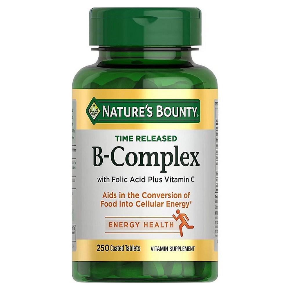 Nature's Bounty Time-Released B-Complex Folic Acid Plus Vitamin C Coated Tablets 250 Tablets 1 pcs