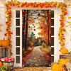 1pc Door Banner with Autumn Forest Theme Background Banner and a Pattern of Fallen Leaves and Small Paths