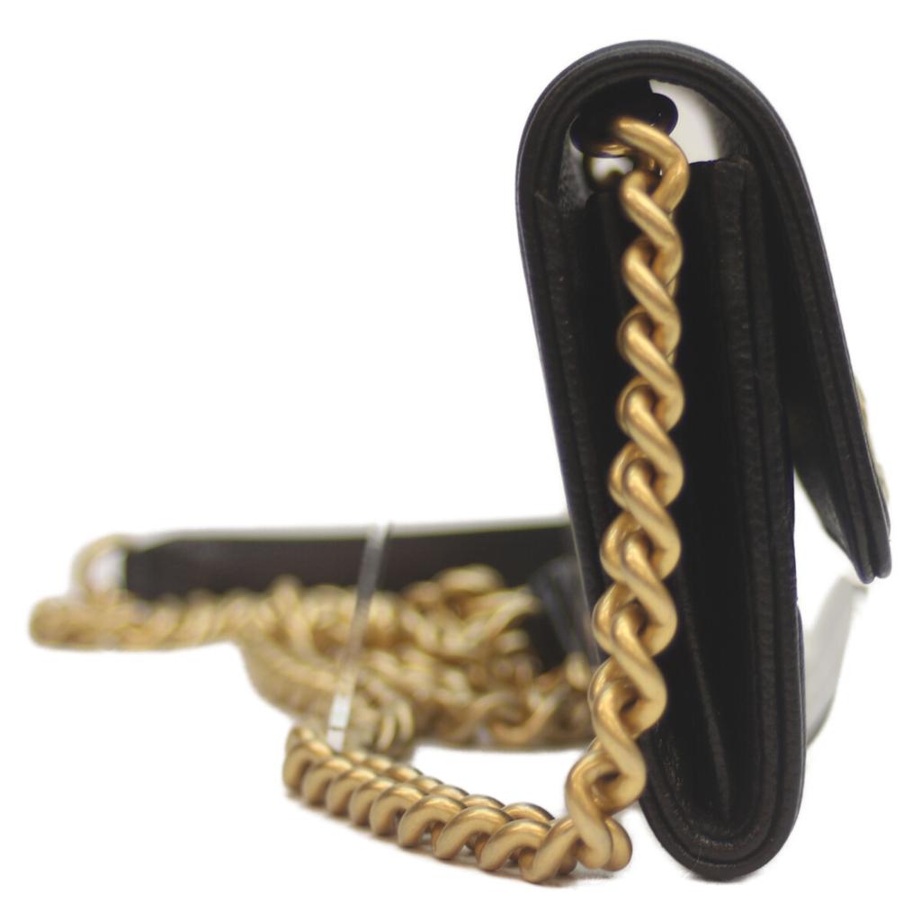 Chanel AP2206 Black Caviar GHardware Boi Chanel Compact Chain Wallet Shoulder Bag blackUsed