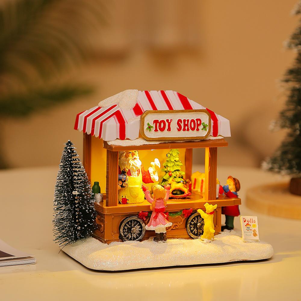 New Christmas Decorations Christmas Gifts Glowing Music House Tabletop Ornaments Resin Crafts