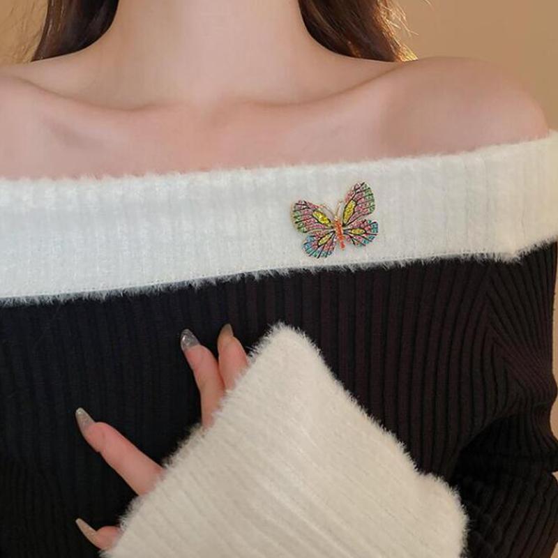 Fashion Exquisite Colorful Diamond Butterfly Brooches Cute Animal Corsage Pin For Women Girls Clothing Jewelry Accessories Gifts