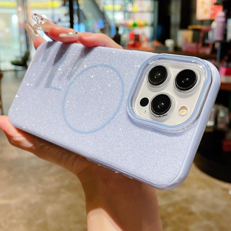 Luxury Bling Glitter Magsafe Phone Case For Apple iPhone 11 12 13 14 15 16 Pro Max Wireless Charge Magnetic Shockproof IMD Cover
