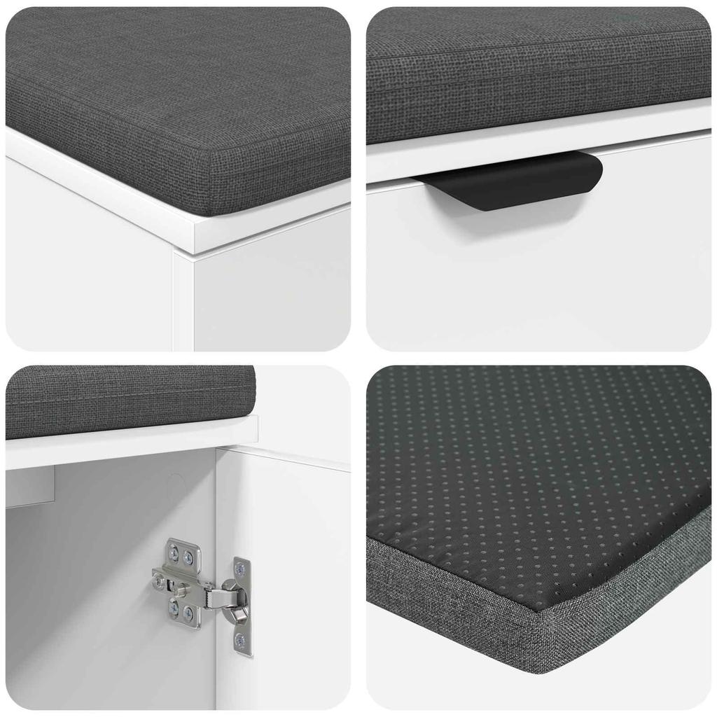 Hallway Bench with Cushion Shelf and Door White 100 X 38 X 46 Cm