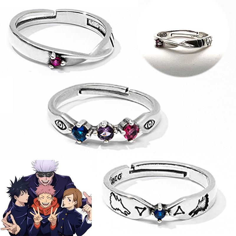 Anime Jujutsu Kaisen Anelli alla Moda Satoru Gojo Geto Suguru Fushiguro Toji argento Anello Regolabile Cosplay party Accessori