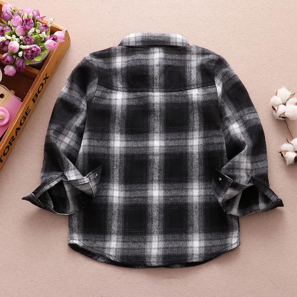 Bawełniana kurtka Dziecięce koszule w kratę Koszula z długim rękawem zapinana na guziki Znosić