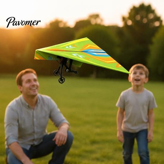 Assembled Plane Set Remote Control Paper Airplane Kit, with Gyro Stabilizer, Dual Propellers, DIY Electric Kit RC Set, Educational Glider Assembly Toy