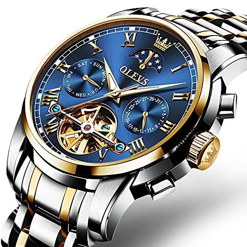 OLEVS Men's Automatic Watch, Stylish Mechanical Wristwatch, Father's Day Gift, Popular Business Watch, Luminous, Cool, Waterproof, Fashionable, Date D