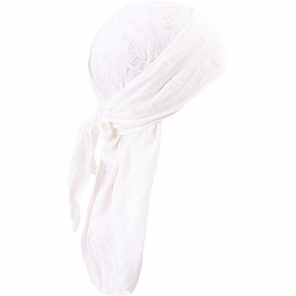 GOSFANG Durag Pirate Style Bandana Cap Cotton-like Turban Free Size BULL-GO-0226-R06-white
