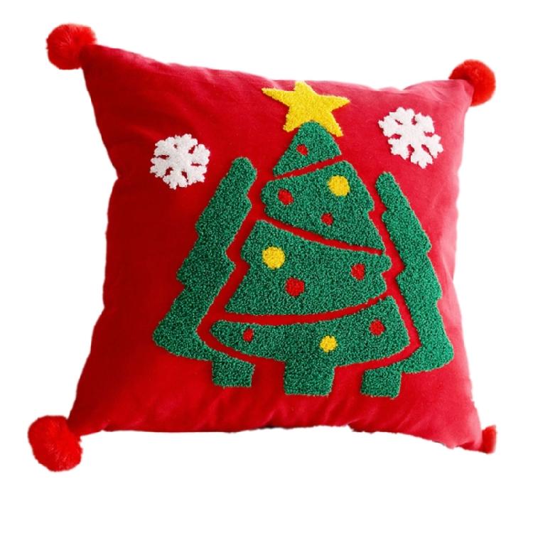 Embroidered Throw Pillow Case Removable Washable Sofa Cushion Cover Christmas Themed Pillowcase Home Decoration