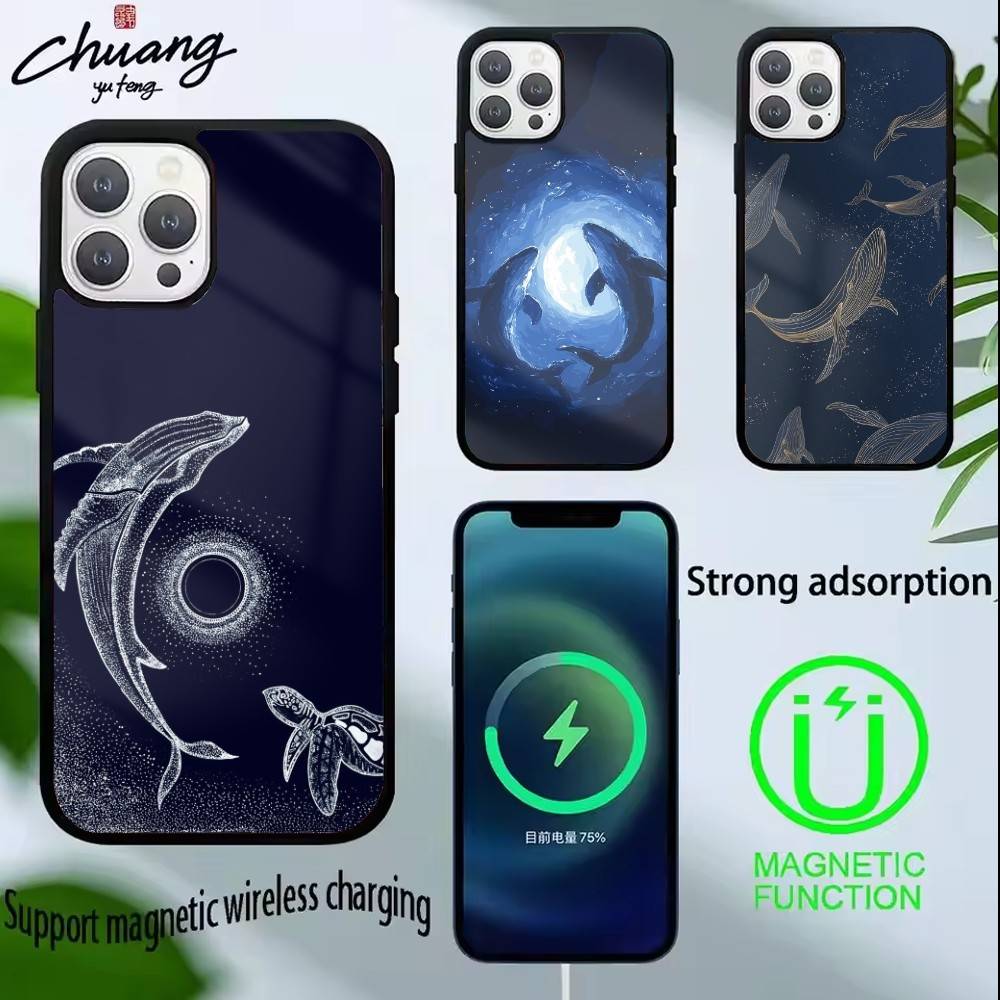 Whale Fall Phone Case For iPhone17,16,15,14,13 Plus,Pro Max Magnetic For Magsafe Wireless Charging