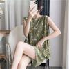 Cotton and silk pajamas women's summer thin loose sleeveless artificial cotton loungewear can be worn outside student cotton silk suit plus size