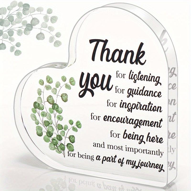 

Heart Acrylic Thank You Gift. Appreciation sign for teacher, boss or coworker. чистый