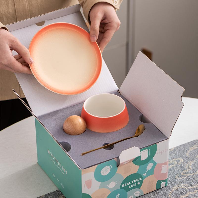 High-end Coffee Cup Set, High-end Afternoon Tea, Latte Flower Cup, Women's Exquisite High-value Light Luxury Couple Cup, Breakfast Cup