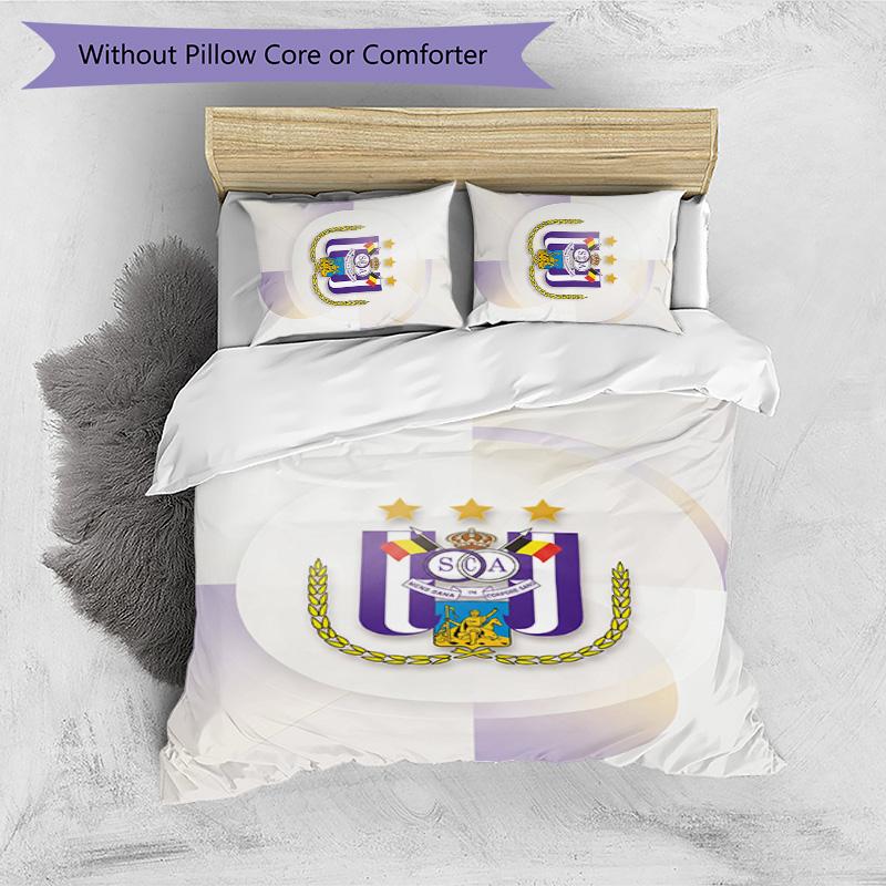Set Lenzuola 3 Pezzi Stampato FC Anderlecht Traspirante Copripiumino con Federe Biancheria da Letto Decorativa per Camera da Letto Casa