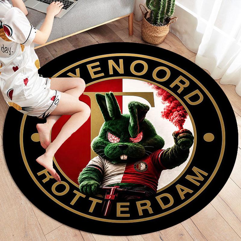 Feyenoord Round Area Rug,Carpet Rug for Living Room Bedroom Sofa Playroom Decor,Non-slip Floor Mat