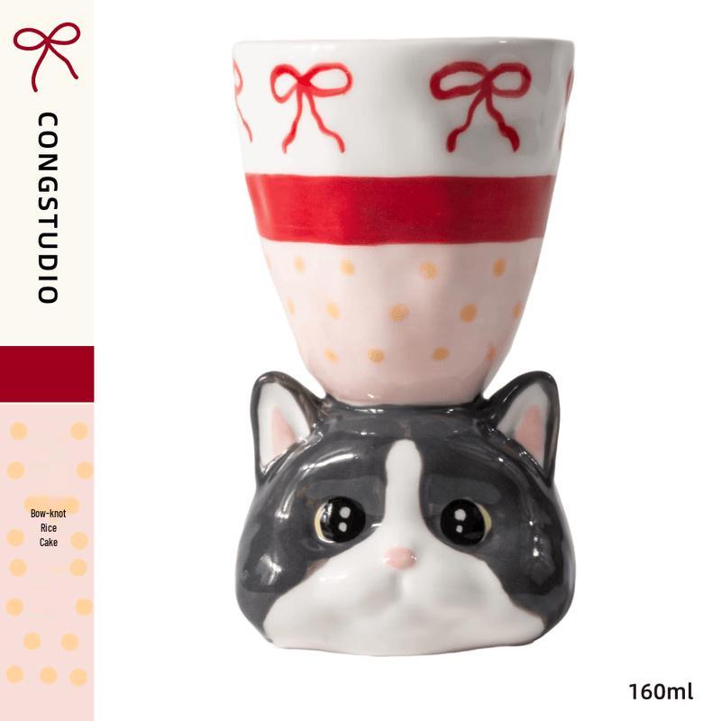 CONGSTUDIO Cute Cat Ceramic Mug with Coaster