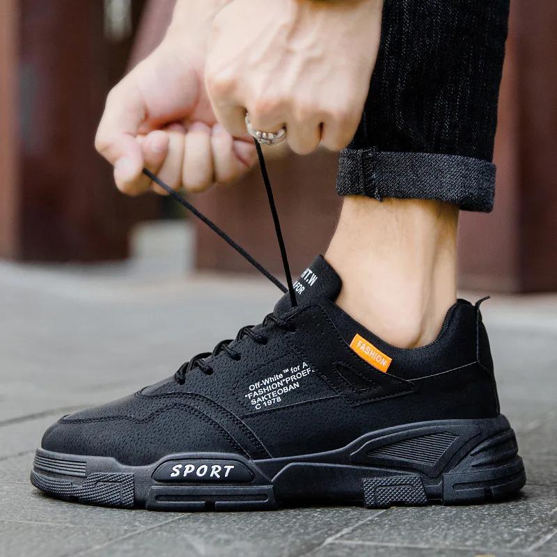 

Модные мужские парусиновые туфли 2024 года, новые удобные модные однотонные мужские вулканизированные белые туфли на шнуровке, мужская повседневная обувь, кроссовки 44 чёрный