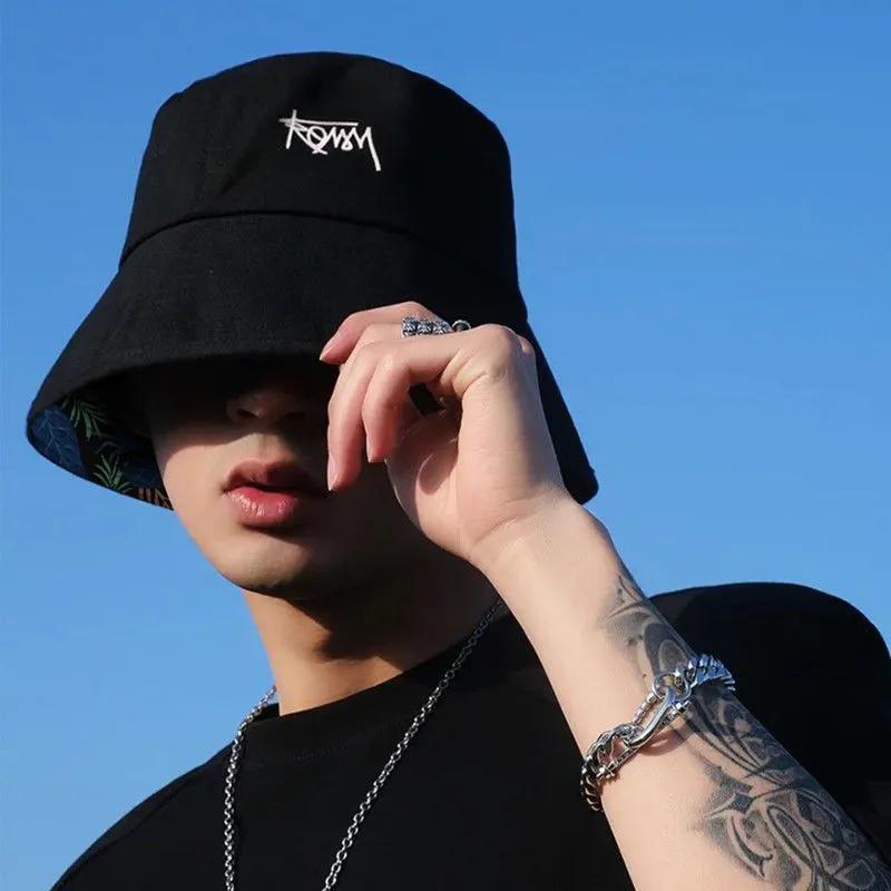 WTEMPO Women's Spring Summer Printed Foldable Sunscreen Double Sided Wearable Hats Couple Wide Brim Holiday Travel Beach Breathable Sun Hats