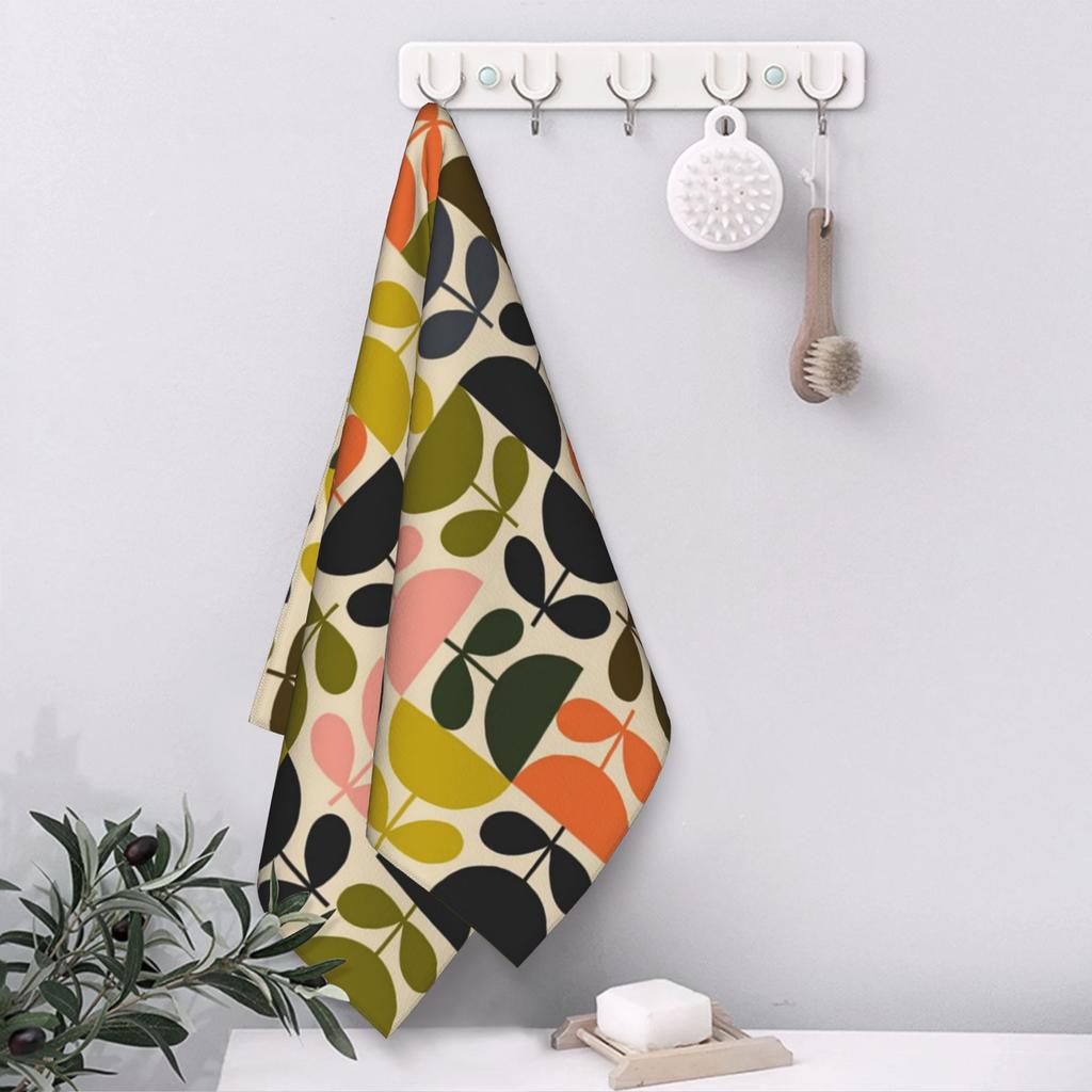 Flower Stem Orla Kiely Pattern Soft Face Towel Quick Dry Pool Bath Cotton Towels Absorbent Quick