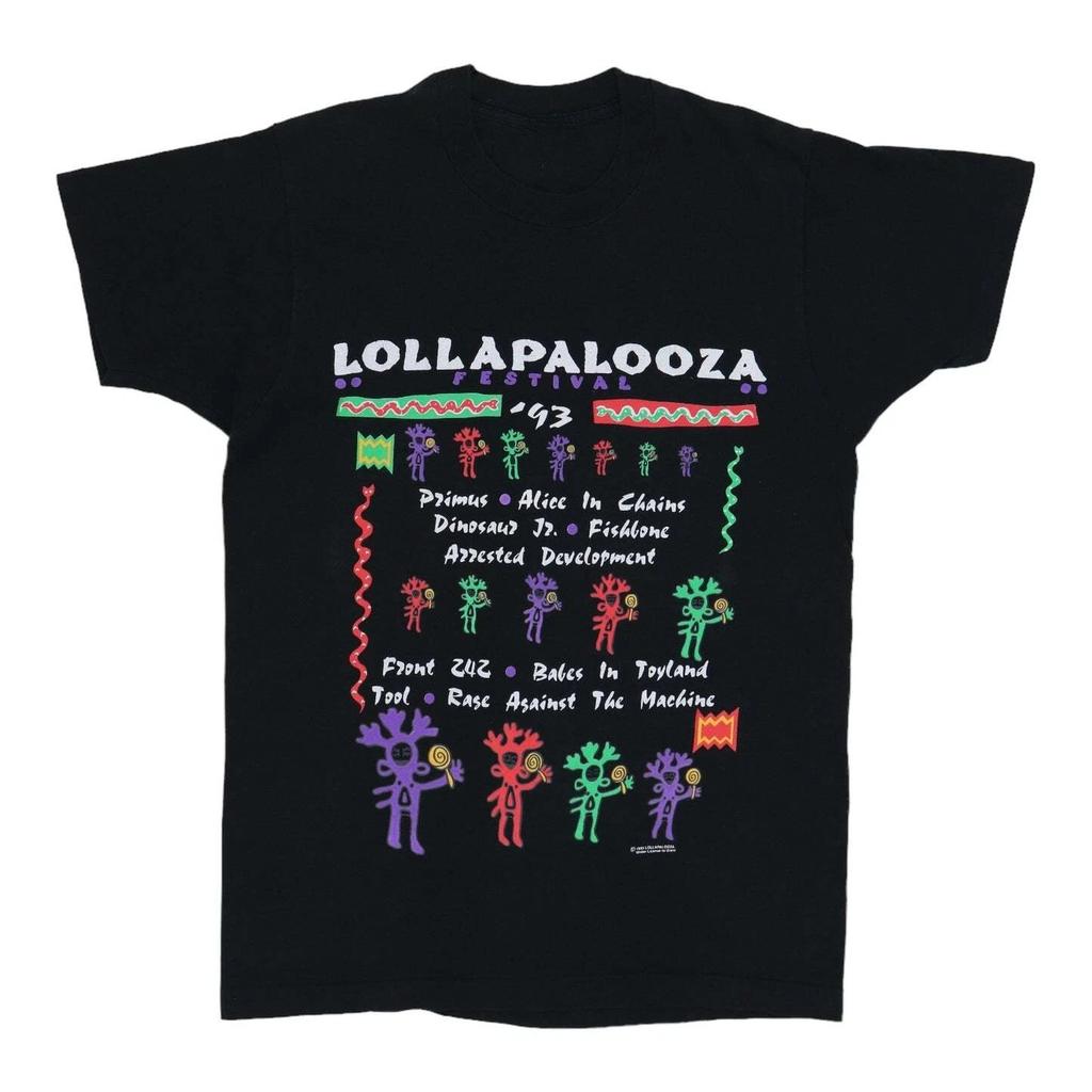 Vintage 1993 Lollapalooza Festival Tour Short Sleeve Black Shirt Size S-4XL Personalized Loose Cotton Short-sleeved