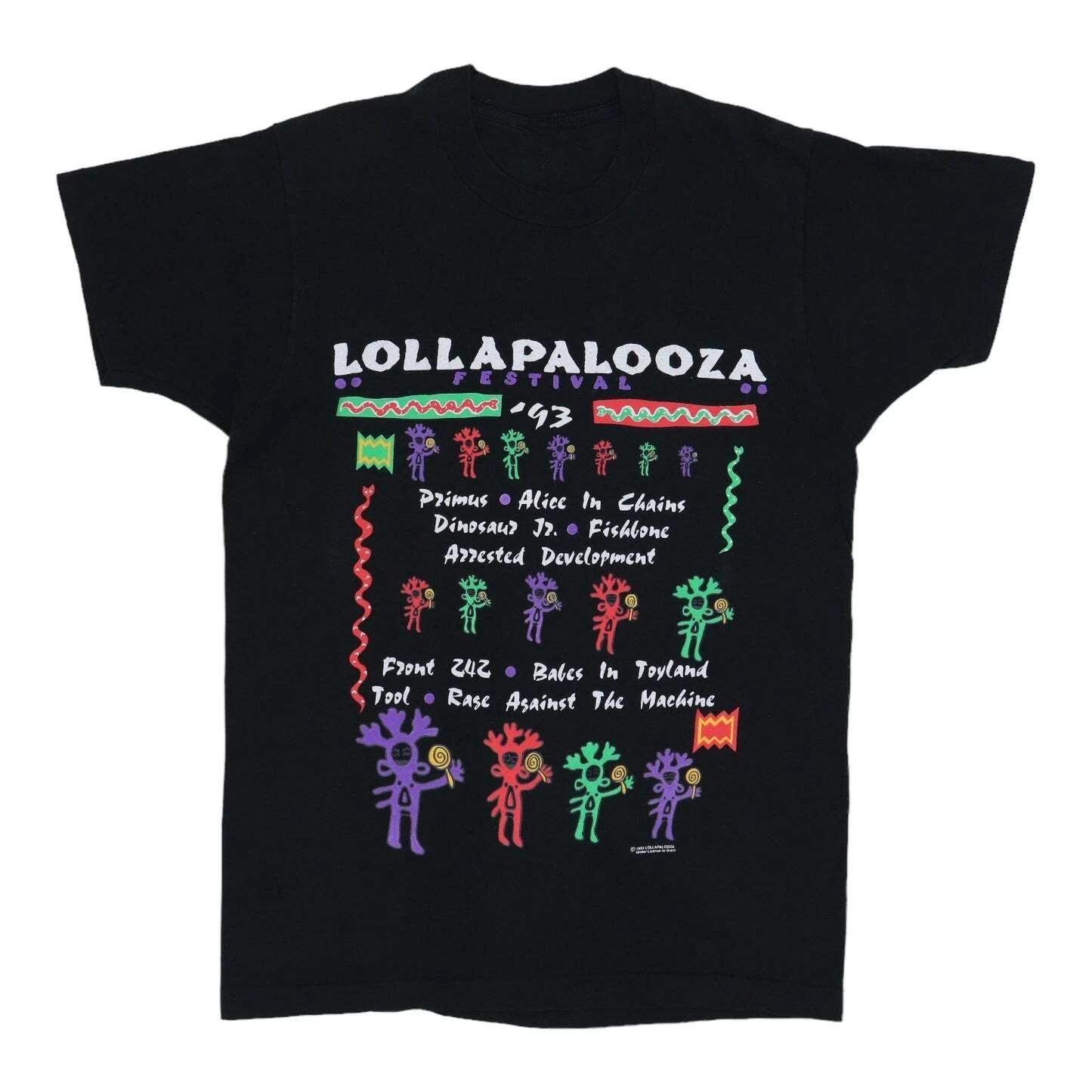 

Vintage 1993 Lollapalooza Festival Tour Short Sleeve Black Shirt Size S-4XL Personalized Loose Cotton Short-sleeved 4XL