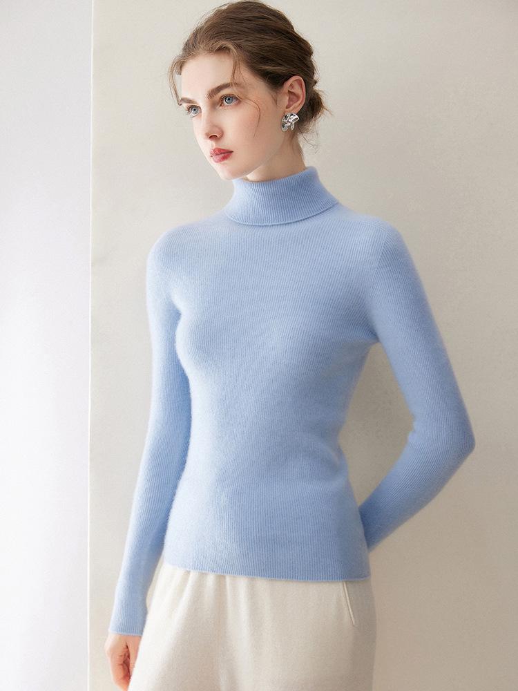 Women's Slim Fit High-Neck Pure Cashmere Sweater, Perfect for Autumn/Winter, Flattering Base Layer Knitwear by Consinee.