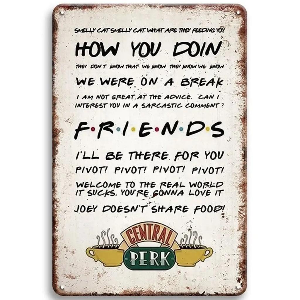 Central Perk Friends Metal Signs. Ideal for Cafe, Bar - Decorative Tin Plaques for Wall.