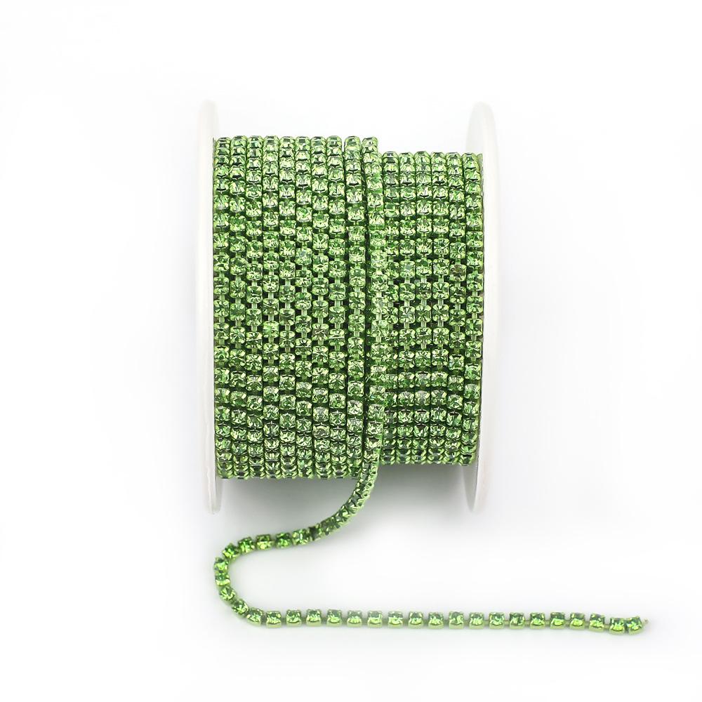 Electroplated Glass Rhinestone Single Row Claw Chain for DIY Costume Accessories