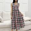 New ArriVals Open Run V Neck Check Frill sleeVeless Dress
