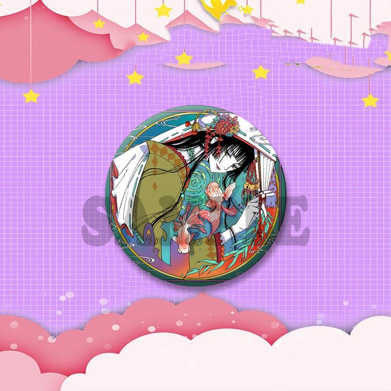 Japanese Manga XxxHolic Can Badge Anime Cartoon Round Cosplay Badge Yuuko Kimihiro Watanuki Brooch on Backpack Accessories Gift